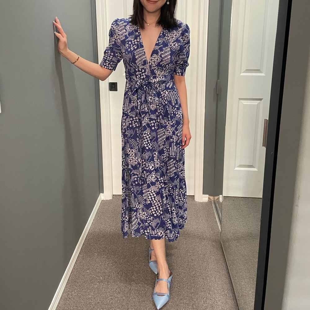 & other stories V neck blue floral maxi dress